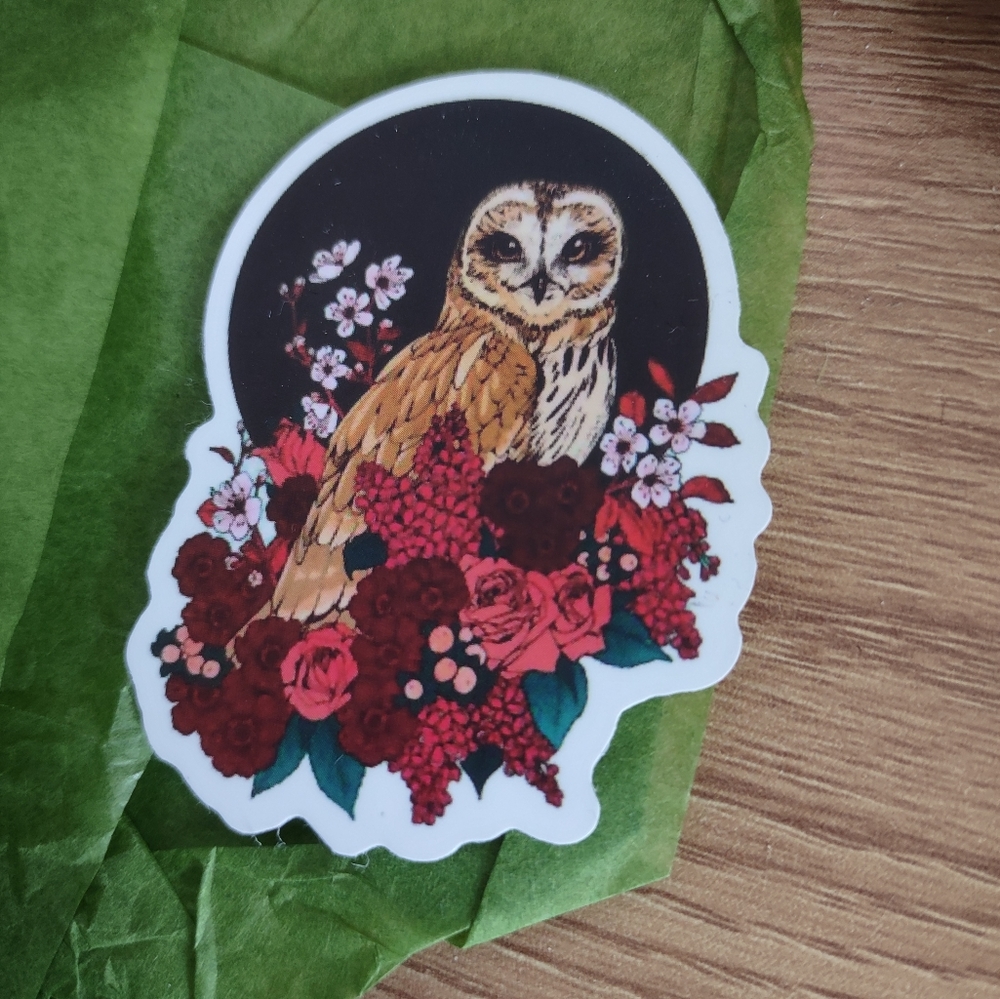 Cute Floral Owl Sticker